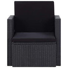 Goliraya Poltrona Cubo da Giardino per Esterno in Polyrattan Nero,Sedia da Giardino in Polyrattan Nero con Cuscini,Poltrona da Esterno in Rattan,Poltrona in Rattan 80 x 72 x 63 cm