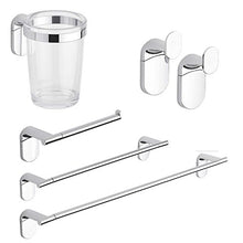 METAFORM Set Accessori Bagno Kit Completo Zero Cromo 5 Pezzi in Acciaio Cromato e ABS