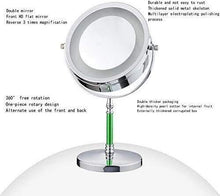 Specchio Girevole a Doppio Lato in Piedi 360 Gradi Girevole a 360 Gradi 3X amplificato Trucco Illuminato