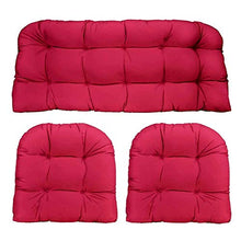 ZPPZ Cuscino per Panca da Giardino, 3 Pezzi Cuscino per Panca, Cuscino per Divanetto in Vimini con 2 Schienali Cuscini per Sedili in Vimini per Patio Cuscini Reclinabili Red