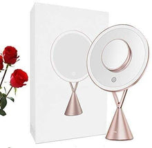 Specchio di Trucco Illuminato LED con 30 Rotazione Trucco Rotondo Base Antiscivolo