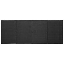 Oushome Copribidone Quadruplo Spazzatura Nero 305x78x120 cm Polyrattan