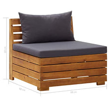 FAMIROSA Divano Centrale Modulare 1 pz con Cuscini Legno Massello Acacia