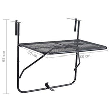 FAMIROSA Tavolo da Balcone Nero 60x40 cm in Acciaio