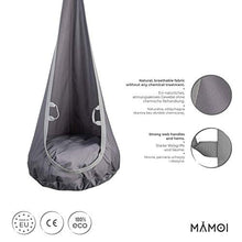 Grotta dell'altalena in cotone grigio scuro e bianco | Altalena naturale da interno per bambini con maniglie in materiale | Sedia pensile per bambini con imbottitura in silicone | 100% ECO