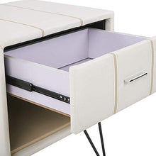 Comodino in Similpelle Bianco con Cassetto e Scompartimento Moderno Glamour Betin