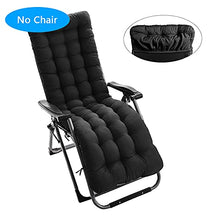 Cuscino Imbottito per Sdraio Fibra di Cotone Perlato Antiscivolo 170cm con ManicottoFisso per Sedia a Dondolo Sedia da Giardino Sedia da Ufficio Seggiolino Auto (Nero)
