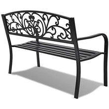 GOTOTOP Panchina da Giardino 2 Persone Acciaio e Ghisa Nera Panca da Esterno 127 x 60 x 85 cm