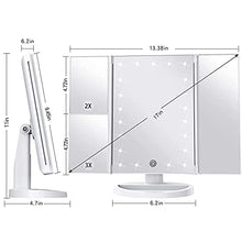 Specchio da trucco con luci, ingrandimento 1 x 2 x 3 x, specchio da trucco illuminato, specchio da trucco triplice
