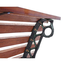 Mendler Panca panchina da Giardino terrazza HWC-F97 Legno ghisa ~ 2 posti 122cm Marrone