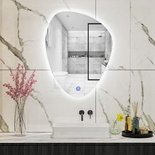 L&ED Specchio da Bagno Illuminato a LED, Specchio cosmetico retroilluminato a Forma di Goccia, Specchio per Il Trucco a Parete Senza Cornice con Luce （Interruttore tattile）