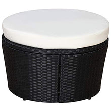 Outsunny Set 5 Pzi Divano Circolare da Giardino, Mobili Componibili Rattan Nero, Tettuccio e Cuscini Beige 180x175x147cm