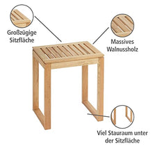WENKO Sgabello da bagno Norway - legno di noce, Legno Noce, 40 x 46 x 30 cm, Noce