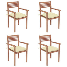 vidaXL Sedie Giardino 4 pz con Cuscini Crema in Massello di Teak