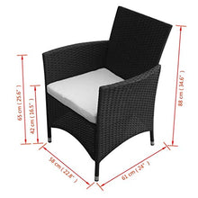 Oushome Sedie da Giardino 2 pz in Polyrattan Nere