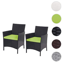 Mendler Serie Halden per l'esterno Set 2X poltrone 60x59x83cm polyrattan Antracite con Cuscino Verde