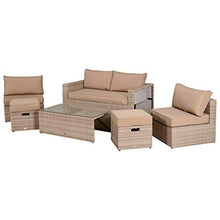 giordano shop Set Salotto da Giardino in Polyrattan Divano 2 Poltrone Miozzi Kore Cachi e Beige
