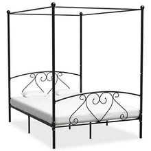 SKM Letto a Baldacchino Nero in Metallo 140x200 cm (25kg)