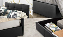 SARDAMATERASSI Letto piazza e mezza con box contenitore similpelle nero dark classic + materasso misura 120x190 cm memory foam+guanciale memory saponetta