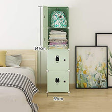 Locker 4 Strati Armadio Organizzatore di Plastica 4 Porte Gitter Scaffali Abbigliamento Home Camera Dormitorio Verde 39X47X147CM MUMUJIN