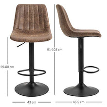benzoni Set 2 Sgabelli Imbottiti 43x46,5x91-10 cm in Similpelle Marrone