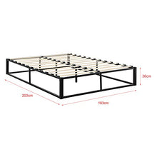 [en.casa] Struttura Letto in Metallo 160 x 200cm Letto Matrimoniale in Acciaio con Rete a Doghe - Nero