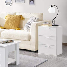 Yaheetech Comodino Camera da Letto Comodino Bianco con 3 Cassetti Cassettiera in Legno MDF Mobile da Letto Portaoggetti 60 x 40 x 35 cm