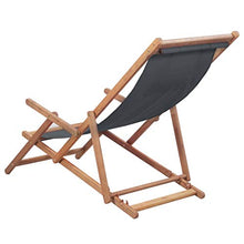 vidaXL Sdraio Pieghevole Legno e Tessuto Grigio Sedia da Spiaggia Prendisole