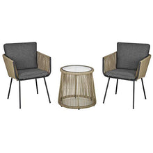 Set Tavolino e 2 Poltrone da Giardino in Acciaio e Rattan Cachi e Grigio