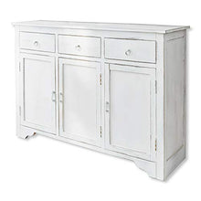 Loberon Comò Gavalier, Legno di Mogano, MDF, L/A/P ca. 130/90/40 cm, Bianco Antico