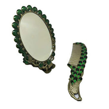 WM Pettine E Specchio 2 Pezzi retrò Pieghevole Specchio Trucco Peacock Metallo Portatile Piccolo Specchio Pettine Set Regalo mirror-10.20
