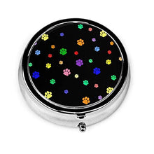 Rainbow Cat Prints - Contenitore rotondo per pillole a 3 scomparti, in metallo, per medicina e vitamina