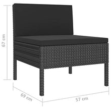 SKM Set Divani da Giardino 6 pz con Cuscini in Polyrattan Nero (40kg) Nero-6963