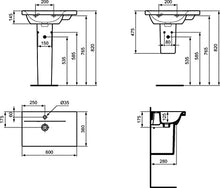 Ideal Standard lavabo Collegare Spazio e1326ma, Destro di presentar, 1 Rubinetto Foro 600 x 380 x 175 mm, Bianco con Ideal Plus