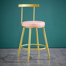 Olz Sgabelli da Bar, Cucina Bar Set con Cornice in Oro Metallo e Pelle Arte Schienale del Sedile di Stile Industriale ad Alta Retro Cafe Reception Cassiere Sgabelli,B Pink,65CM