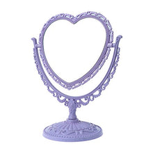 ruiruiNIE 2Sides Specchio Trucco a Forma di Cuore Tavolo Alto Girevole Comò Specchio Compatto Rosa