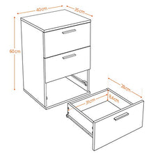 Yaheetech Comodino Camera da Letto Comodino Bianco con 3 Cassetti Cassettiera in Legno MDF Mobile da Letto Portaoggetti 60 x 40 x 35 cm