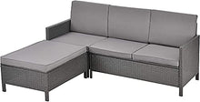 Set da giardino, divano 3 sedile divano grigio grigio grigio grigio trasparente, set da giardino Vine 3 tablet sgabello e 3 sedile divano,Light grey