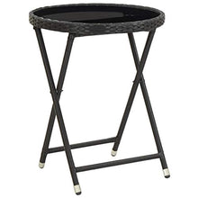 FAMIROSA Tavolino da caffè Nero 60 cm in Polyrattan e Vetro Temperato