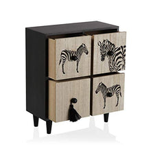 Versa Home - Portagioie in legno con quattro cassetti, Zebra, 24 x 11 x 5 cm, legno e nero