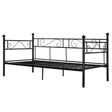 [en.casa] Divano Letto Metallo 200 x 90 cm Sofa Singolo Design Incluso Rete a Doghe Nero