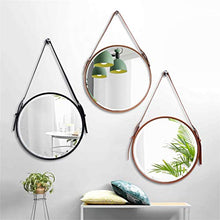 19.6"- 27.5" Pulire Grande Specchio a Parete Rotondo Specchio cosmetico Specchio comò con Cintura in Pelle per ingressi salotti Bagno, casa specchi Decor