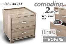 Giardicasa Comodino 2 CASSETTI H44*43 * 40 Rovere Sbiancato Moderno Elegante