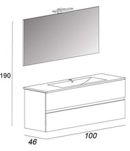 giordanoshop Mobile Bagno Sospeso 100 cm Lavabo e Specchio Tavassi Giove Rovere Bianco