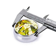Scatola rotonda per medicina portatile, mini pillole in metallo, dispenser per pillole tascabili, borsa da viaggio, regalo Carolina Parrocchetto