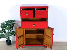 Yajutang - Cassettiera cinese con 3 cassetti, 2 ante, colore: Rosso