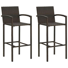 FAMIROSA Sgabelli da Bar 2 pz Marroni in Polyrattan