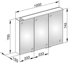 Keuco Royal L1 Specchio 13604, 3 Ante girevoli, 1000mm - 13604171301