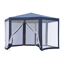 Outsunny Gazebo Esagonale Moderno e Versatile da Giardino in Tessuto e Metallo 195×245cm Blu Bianco