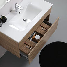 Kiamami Valentina MOBILE BAGNO SOSPESO MODERNO 90CM QUERCIA NATURALE CON SPECCHIO | SOLE